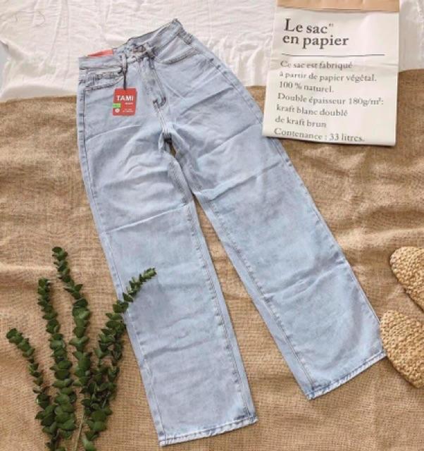 QUẦN JEANS ỐNG RỘNG XANH BẠC SIÊU ĐẸP- hình thật shop chụp