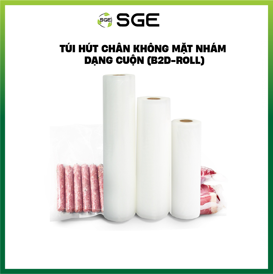 Túi Hút Chân Không 1 Mặt Nhám Dạng Cuộn B2D Roll (Cuộn Dài 5M). Làm Từ Hạt Nhựa Nguyên Sinh Cao Cấp Tiêu Chuẩn Vệ Sinh ATTP, Không Chứa Chất Gây Ung Thư, Dùng Được Trong Lò Vi Sóng. Hàng Chính Hãng Chất Lượng Cao Cấp.