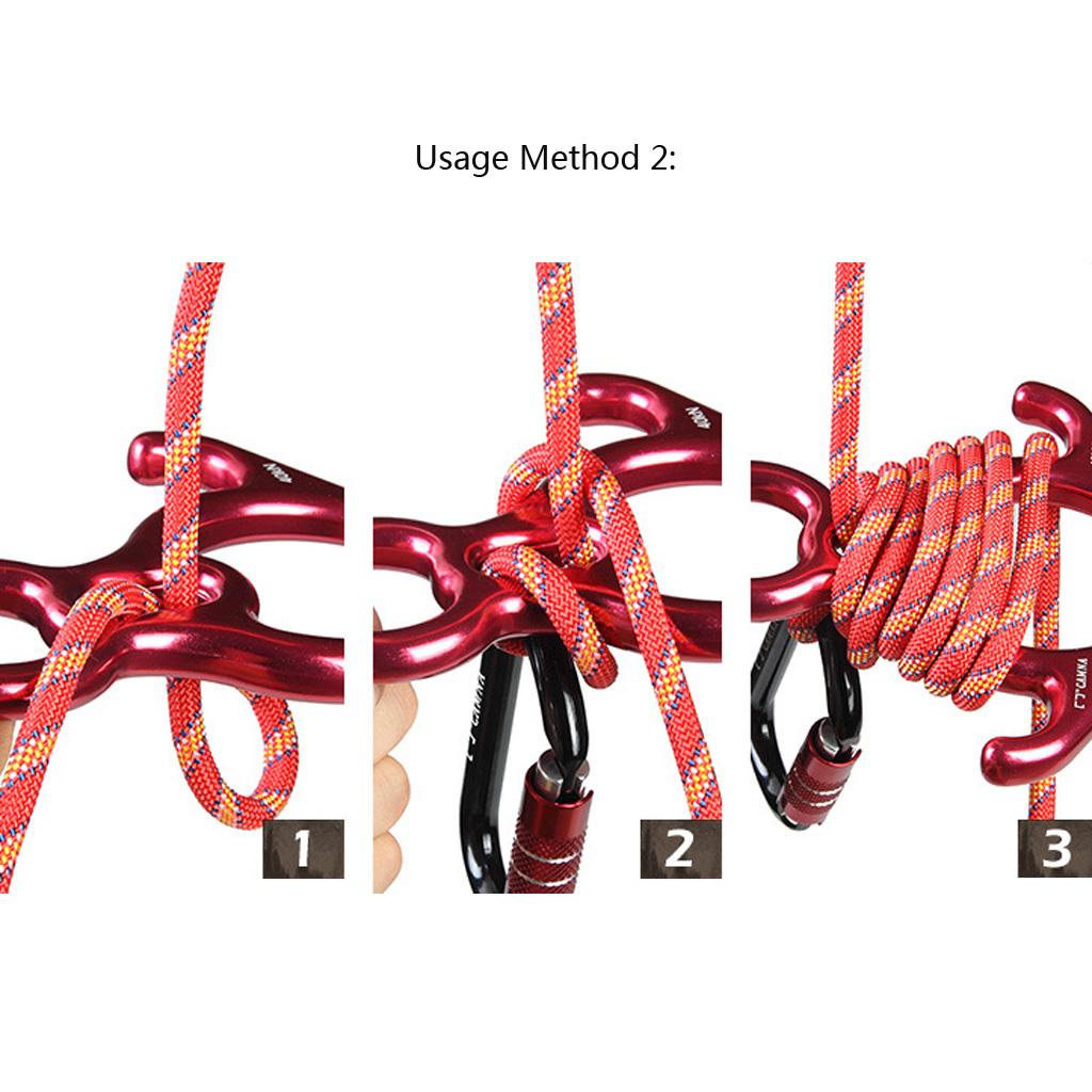 50KN Figure 8 Descender, 25KN D-Shape Carabiner Hook Climbing Mountaineering