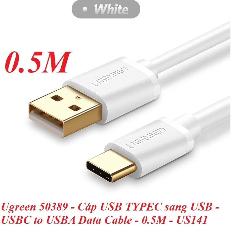Ugreen UG50389US141TK 0.5M màu Trắng Cáp USB TypeC sang USB 2.0 Cáp dẹt - HÀNG CHÍNH HÃNG