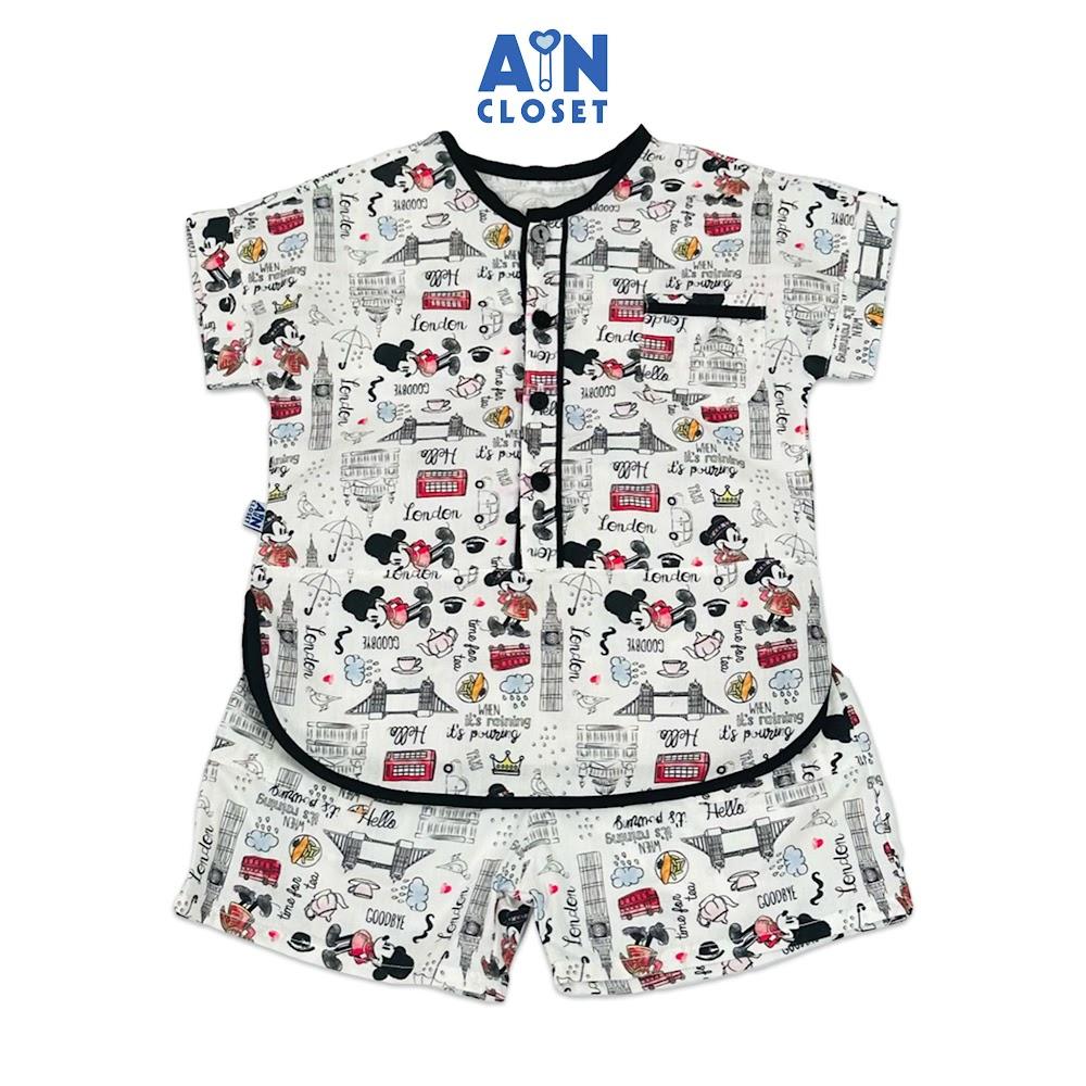 Bộ quần áo Ngắn unisex cho bé họa tiết Mickey London Đen cotton - AICDBTQMSAIS - AIN Closet