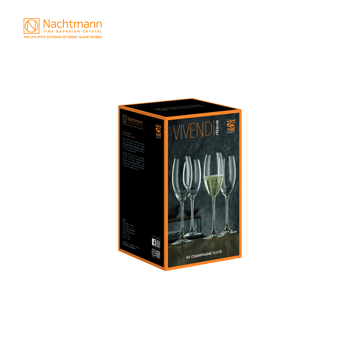 Bộ 4 ly champagne Nachtmann Vivendi - Hàng chính hãng Đức