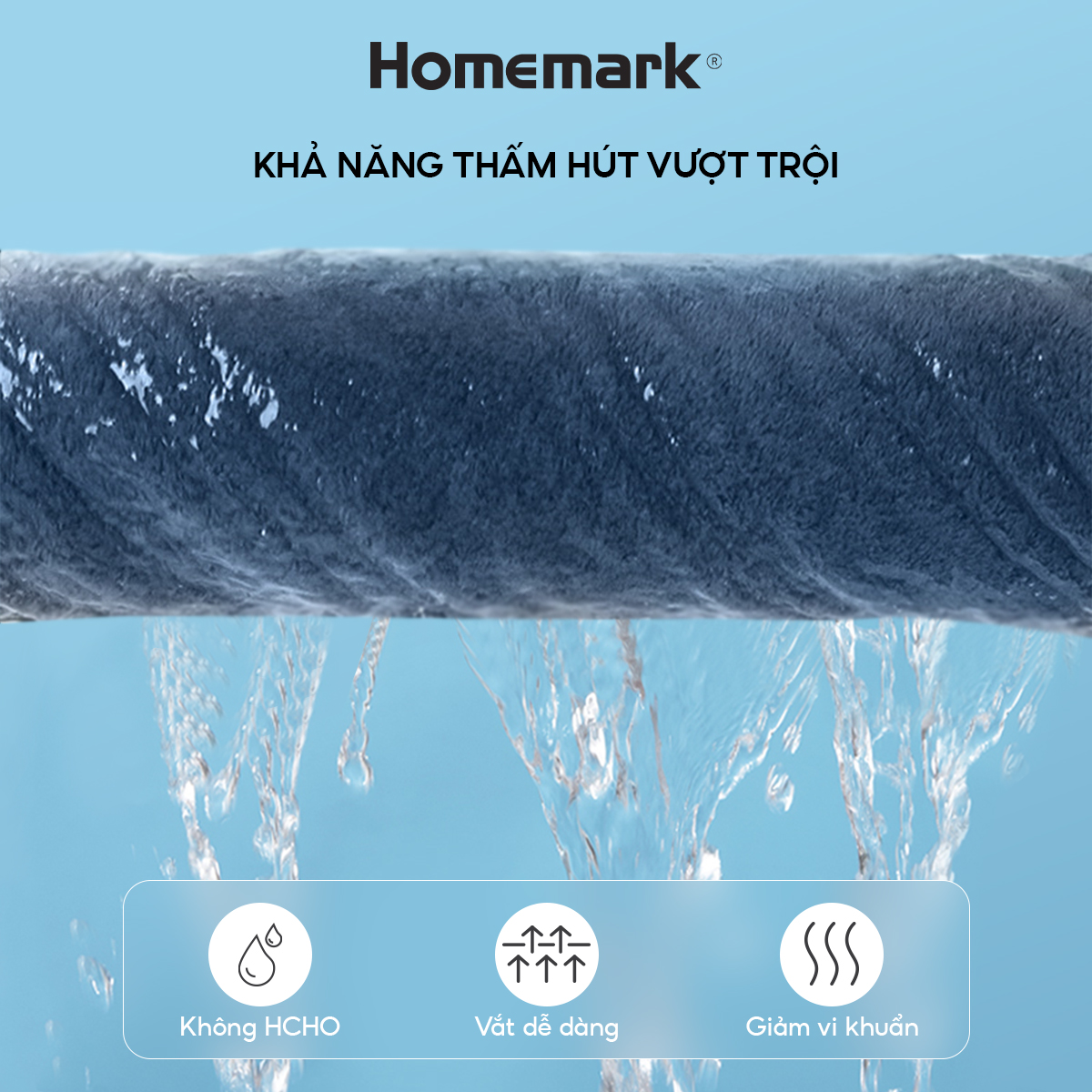 khăn tắm, khăn tay, khăn mặt sang trọng 100% cotton hữu cơ Homemark 500GSM mềm mại và khả năng thấm hút cao, nhanh khô