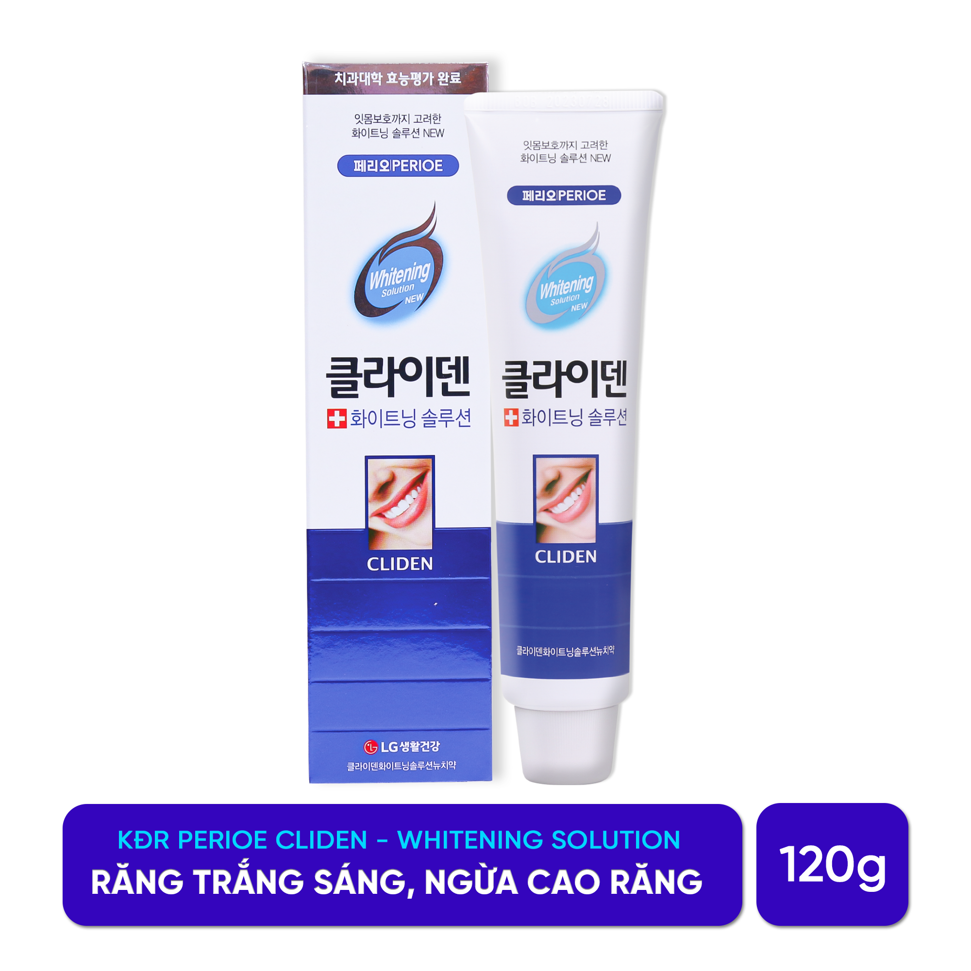 Kem Đánh Răng Perioe Cliden Whitening Solution Trắng Răng Chuyên Biệt 120g