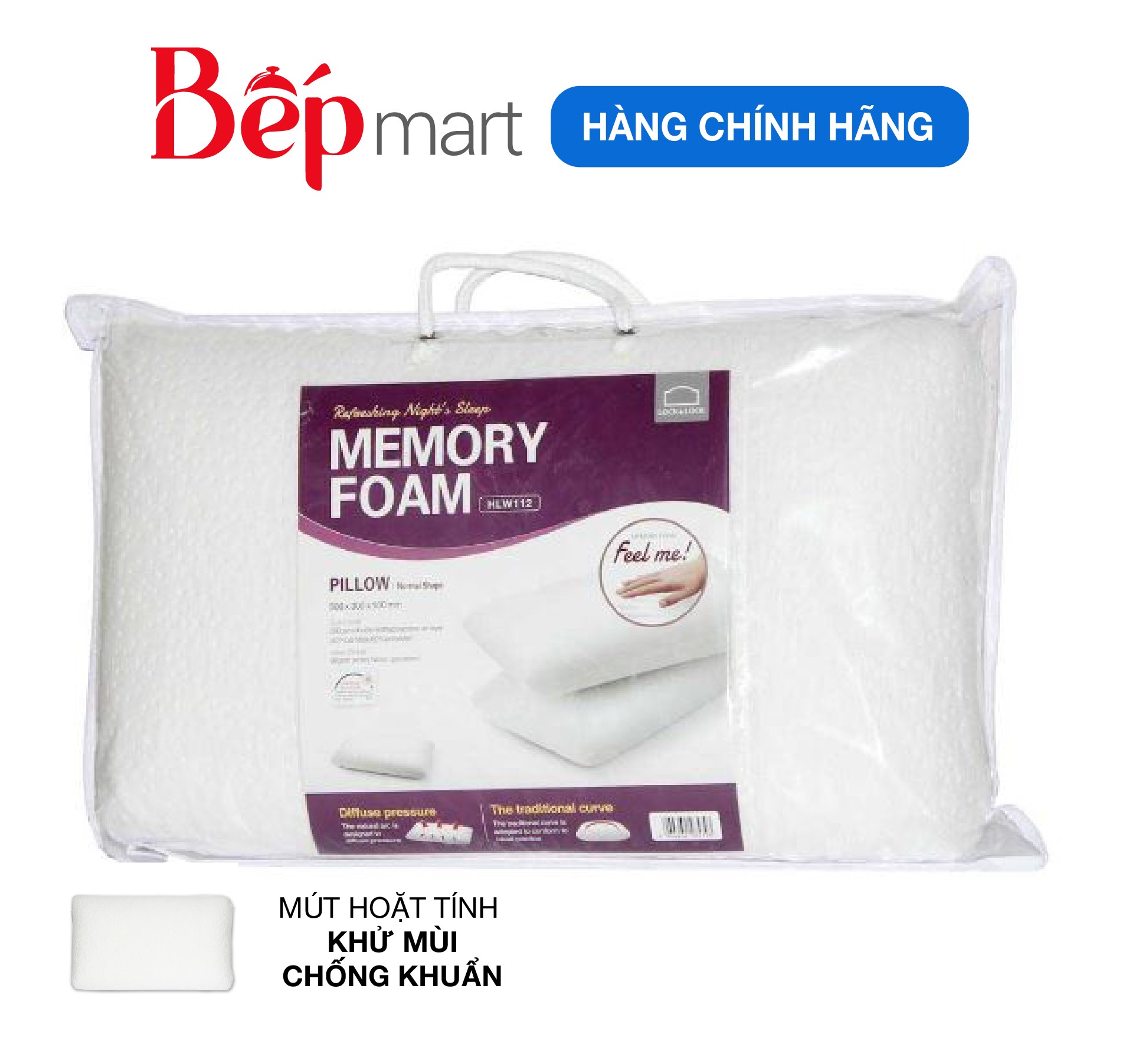 Gối Memory Foam 50D Hình Dáng Thường Lock&amp;Lock HLW112 - bepmart - Hàng chính hãng