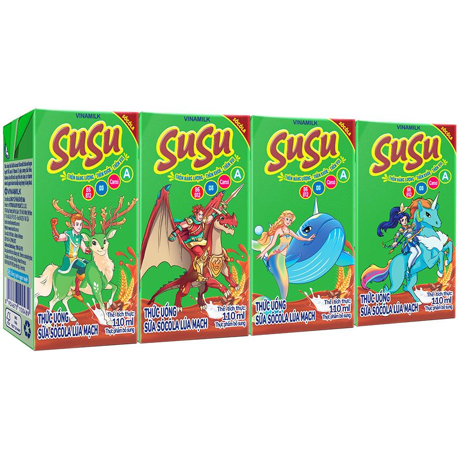 Thùng 48 Hộp Sữa Sôcôla Lúa Mạch Vinamilk Susu 110ml
