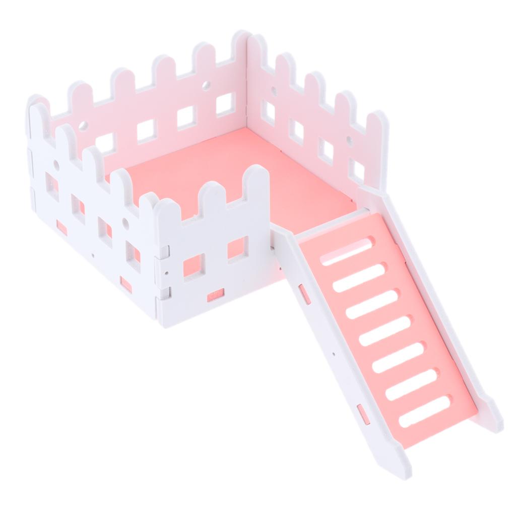 Wooden Hamster House Hideout Hideaway Exercise Toys for Rat Mouse pink