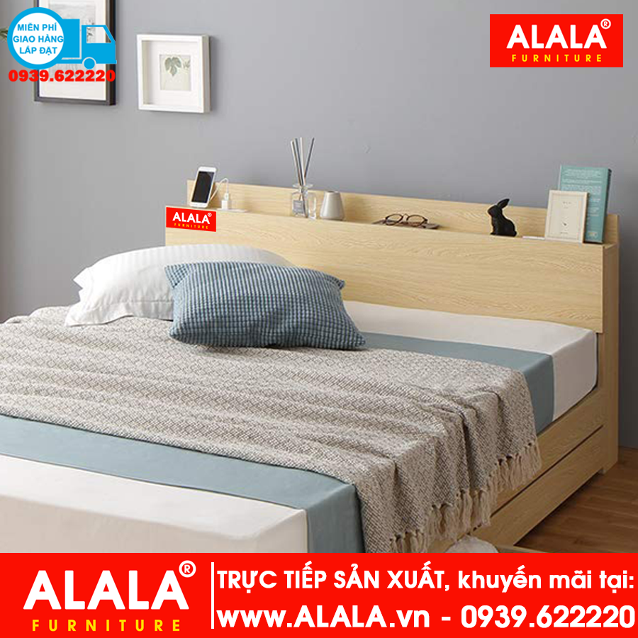 Giường ngủ ALALA43 (1m8x2m) gỗ HMR chống nước - www.ALALA.vn® - Za.lo: 0939.622220