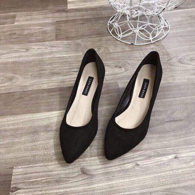 Giày cao gót da nhung đế trụ 5p chắc chân