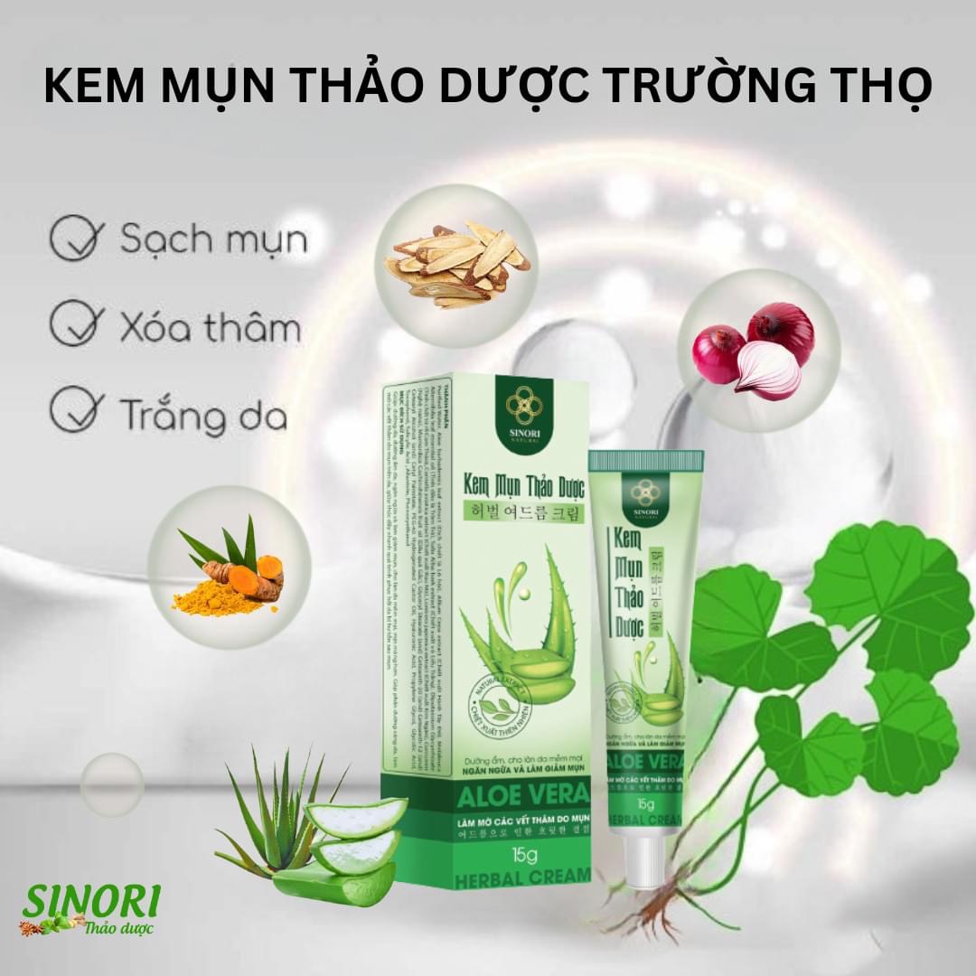 Kem Trị mụn thảo dược Sinori Giảm thâm mụn làm mờ sẹo, tẩy tế bào chết 15g