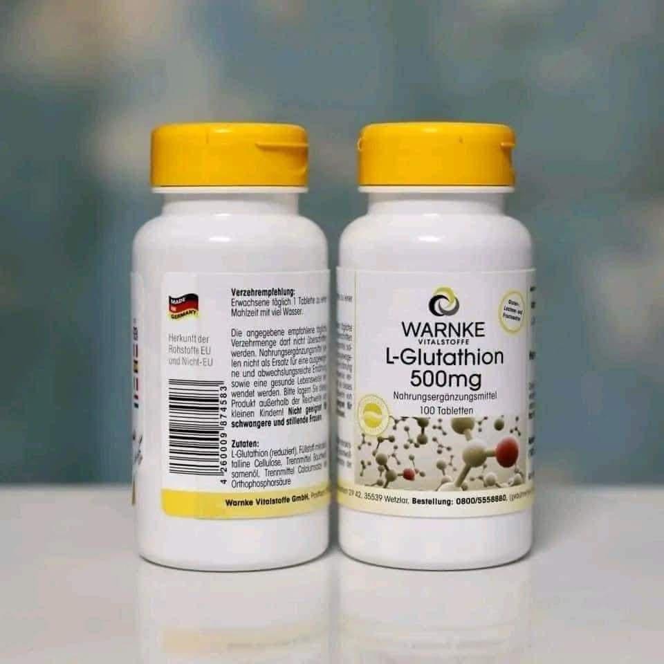 Viên Uống Trắng Da, Ngừa Lão Hóa, Ngăn Nám Warnke L-Glutathion, 500mg, Giúp Dẹp Da Từ Bên Trong, Nhập Đức, 100 Viên