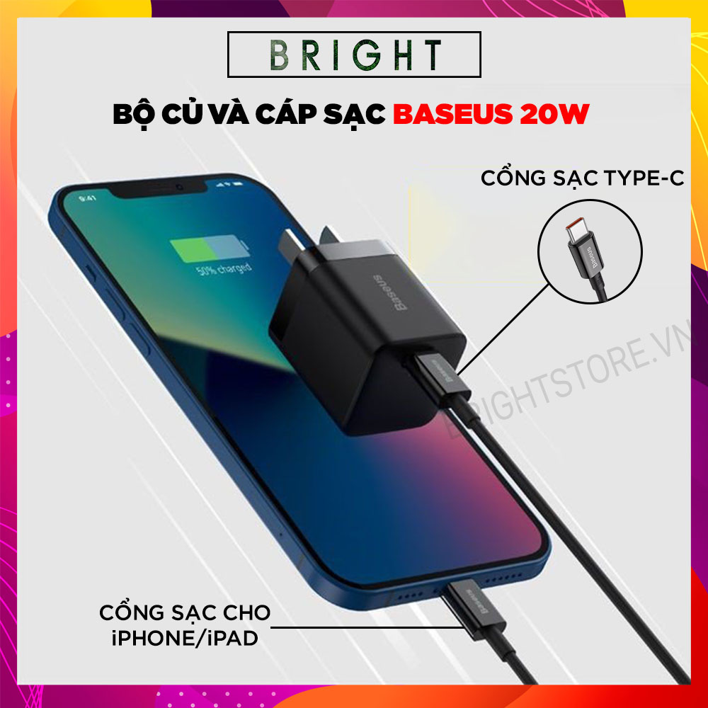 Bộ Củ Và Cáp Sạc Nhanh Baseus Super Si Quick Charger 20W - Hàng Chính Hãng