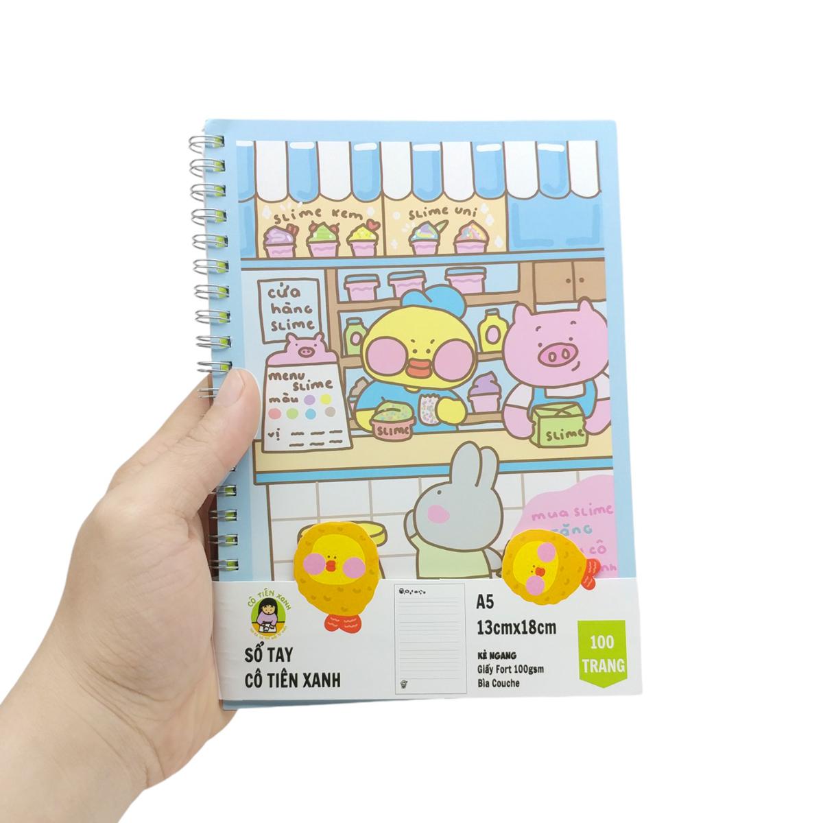 Sổ Tay Lò Xo A5 - Kẻ Ngang - 100 Trang 100gsm - Cô Tiên Xanh - Cửa Hàng Slime
