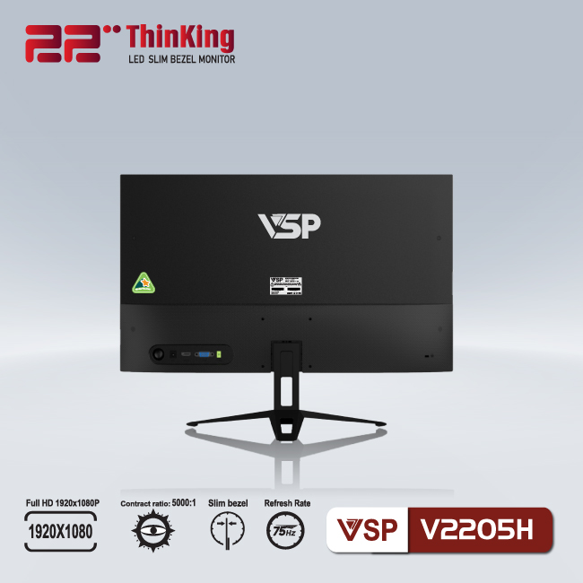 Màn hình VSP 22 inch, tràn viền, 75Hz V2205H - Hàng chính hãng