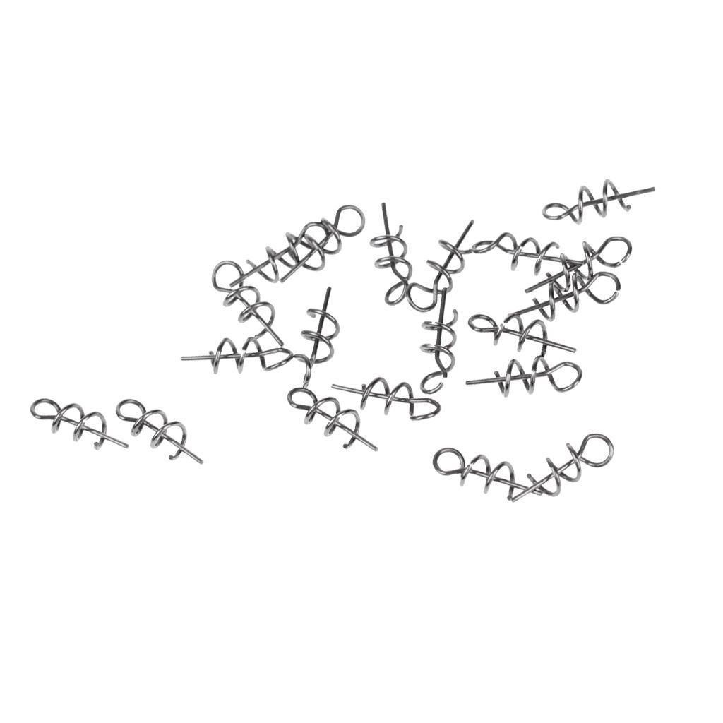 20 Pieces Soft Lure Centering Pin Spring Twist Fixed Lock Fishing Latch Screw Needle for Soft Plastic Bait Worm Fishing Accessories