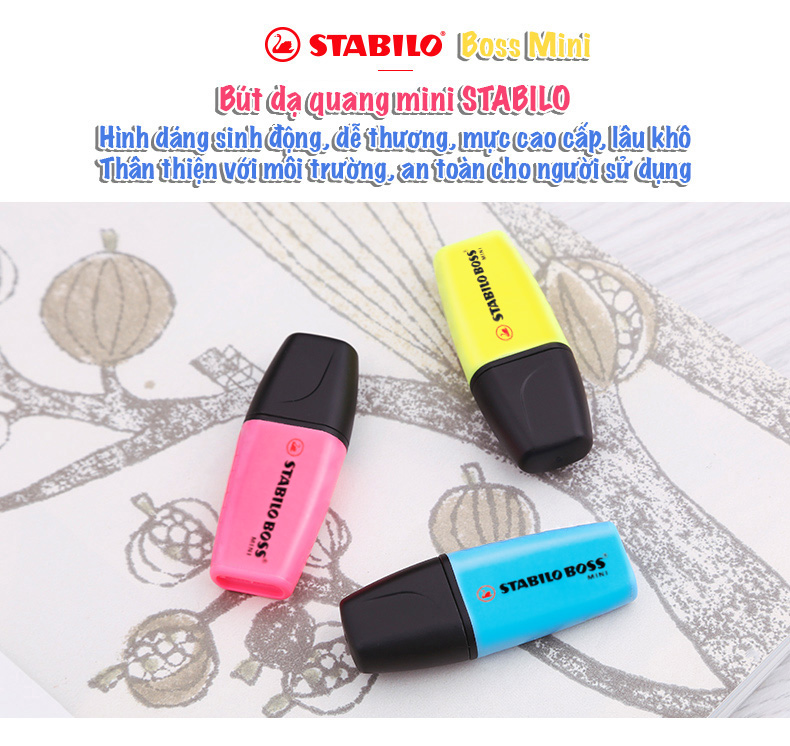 Bộ 5 Bút đánh dấu Stabilo Boss Original Mini Highlighter - Tone dạ quang (Neon)