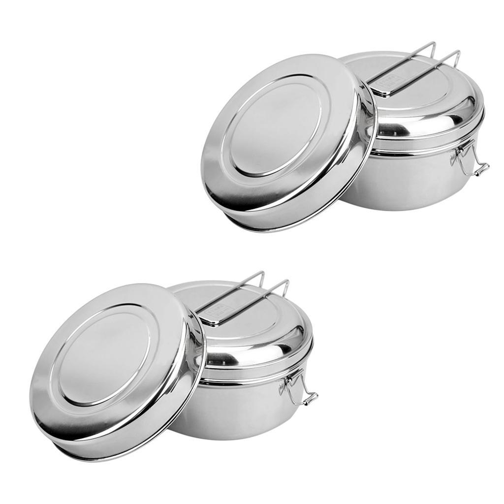 2x Stainless Steel Lunch Box Portable Small Fruit Container Travel Camping