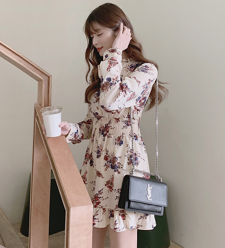 Đầm xòe voan hoa dạo phố Hàn Quốc, họa tiết hoa xinh, kiểu dáng dễ thương Da56