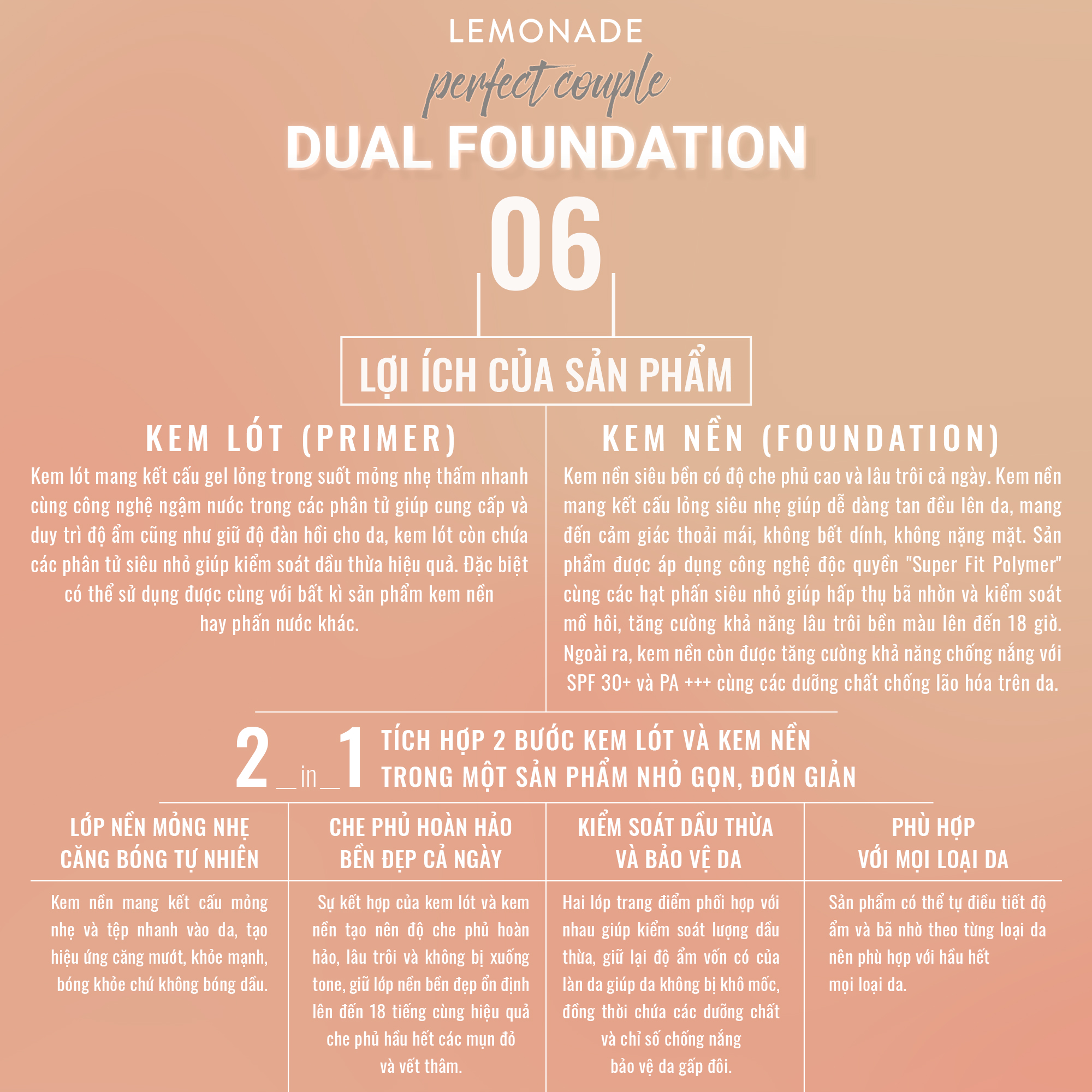 Kem nền đôi Lemonade Perfect Couple Dual Foundation 30g