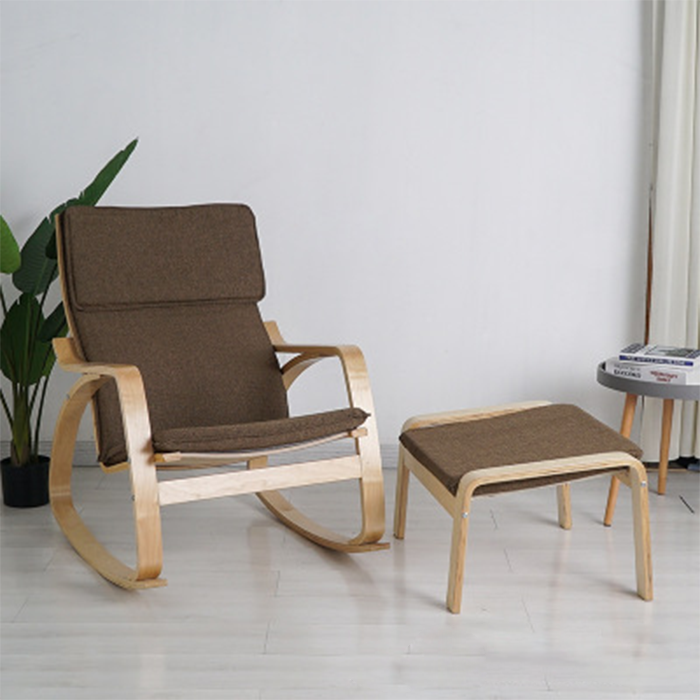 Ghế Sofa thư giãn hiện đại kèm đôn để chân đa năng - Ghế Thư giãn Bọc Vải Gỗ Cao Cấp Sang trọng GHR010 Giao màu ngẫu nhiên