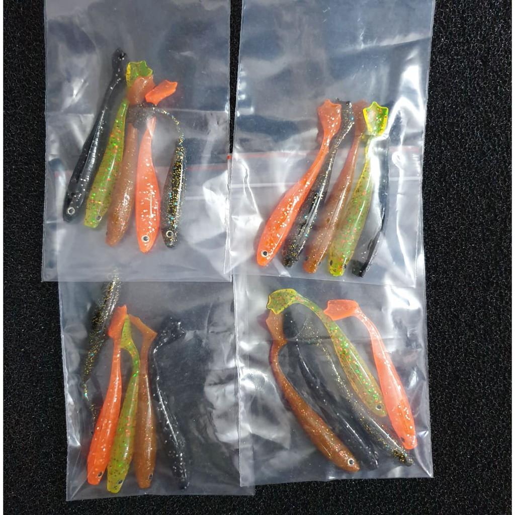 Mồi mềm Soft Lures bịch 5 con phối màu / mồi mềm chân vịt