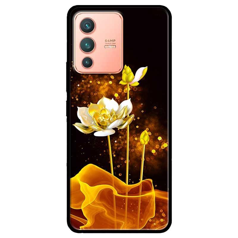 Ốp lưng dành cho Vivo V23 5G / S12 - Vivo Y15s / Y15A mẫu Sen Trắng Vàng 1