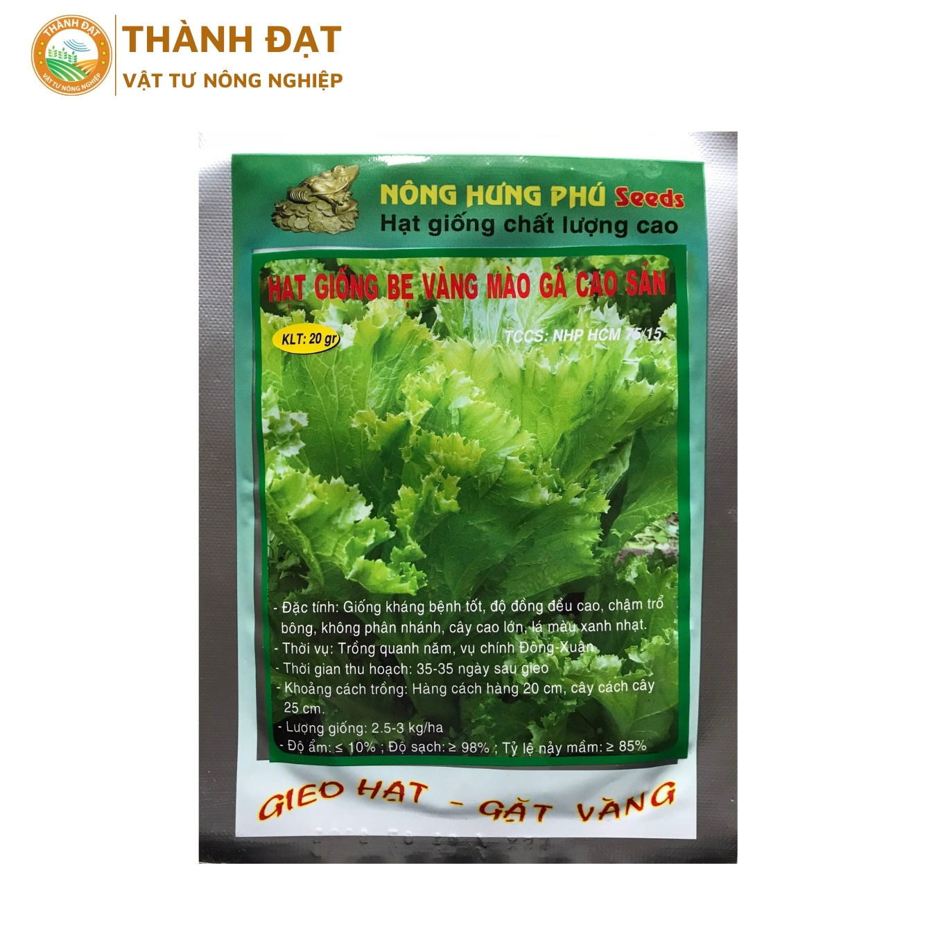 Hạt giống rau, hạt giống cải mào gà Nông Hưng Phú (20gr ~4000 hạt) hạt chuẩn F1