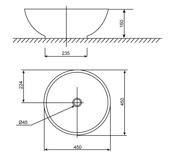 Chậu rửa lavabo đặt bàn Vallo American Standard  0500-WT 