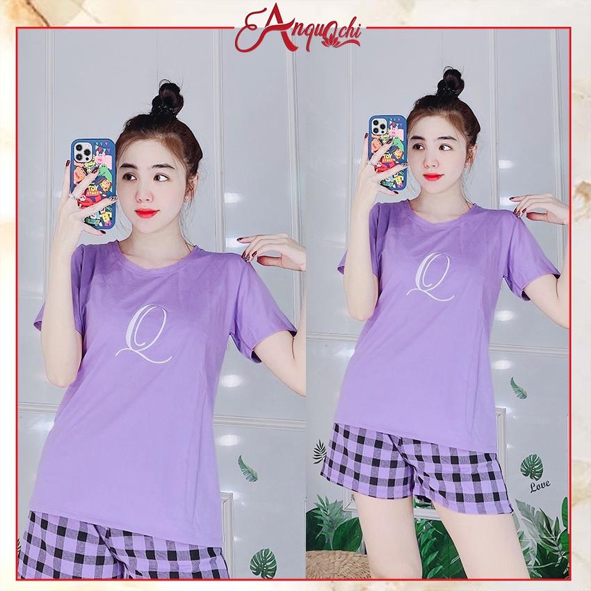 Đồ Bộ Nữ Mặc Nhà Anquachi Đẹp Thun Cotton Nữ Mặc Ngủ Ở Nhà Dễ Thương Quần Đùi Cute A064