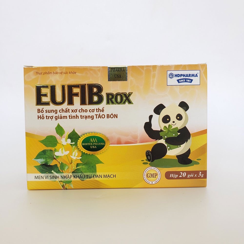 Men vi sinh EUFIB ROX HDPHARMA bổ sung chất xơ, giảm táo bón cho bé - Hộp 20 gói (EUFIB ROX)