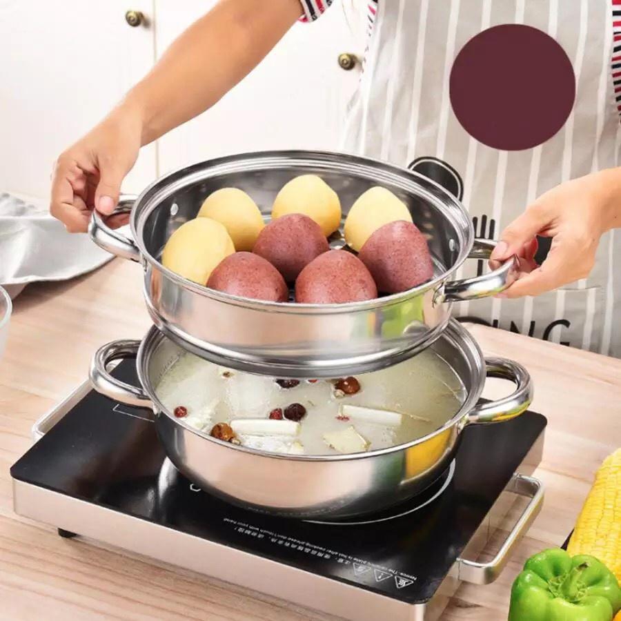 Nồi Hấp Đa Năng , Nồi Hấp 2 Tầng Inox 28cm Cao Cấp