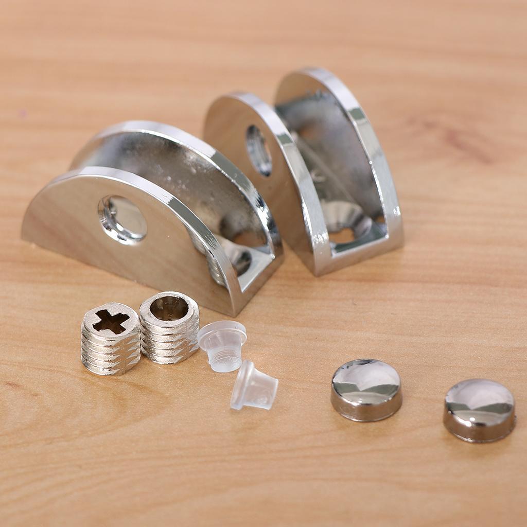 3x2pc Zinc Alloy Fixed Glass Half Circle Adjustable Glass Brackets 8-10mm
