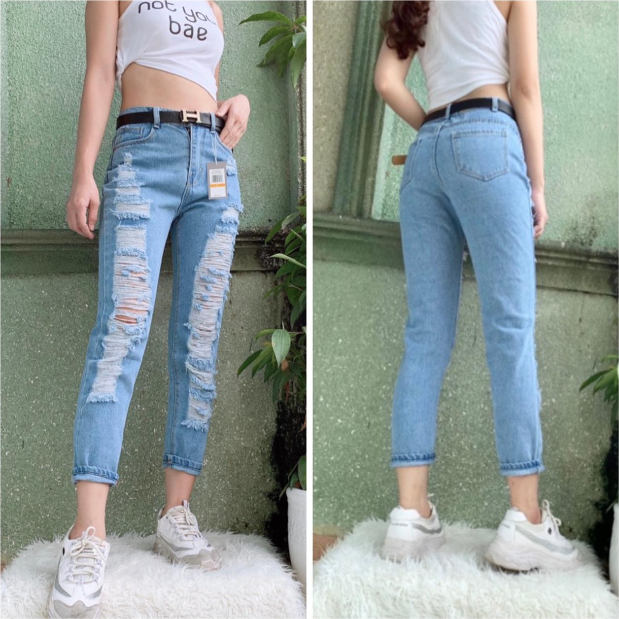 QUẦN JEAN BAGGY NỮ BIG SIZE RÁCH NHIỀU TƠI TẢ ỐNG SUÔNG RỘNG ĐẸP RẺ THỜI TRANG