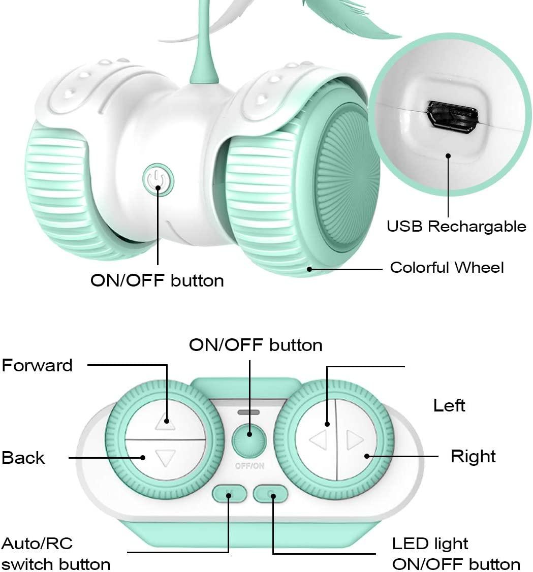Trò chơi nội bộ, đồ chơi điều khiển từ xa và đồ chơi mèo có hàm nạp USB, bánh LED màu, bạn chơi tốt nhất, quà mèo