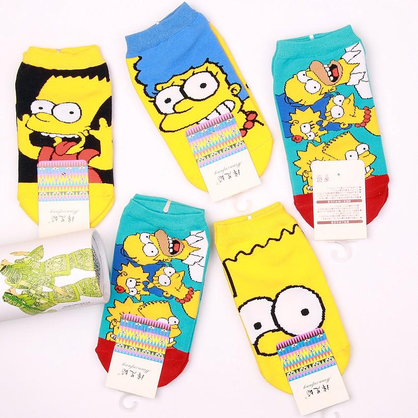 Vớ Ngắn Cổ Simpson Vàng Tất Ngắn Cổ Hoạt Hình Hàn Nhật Vớ Cổ Ngắn Nam Nữ Cotton Phong Cách Ulzzang