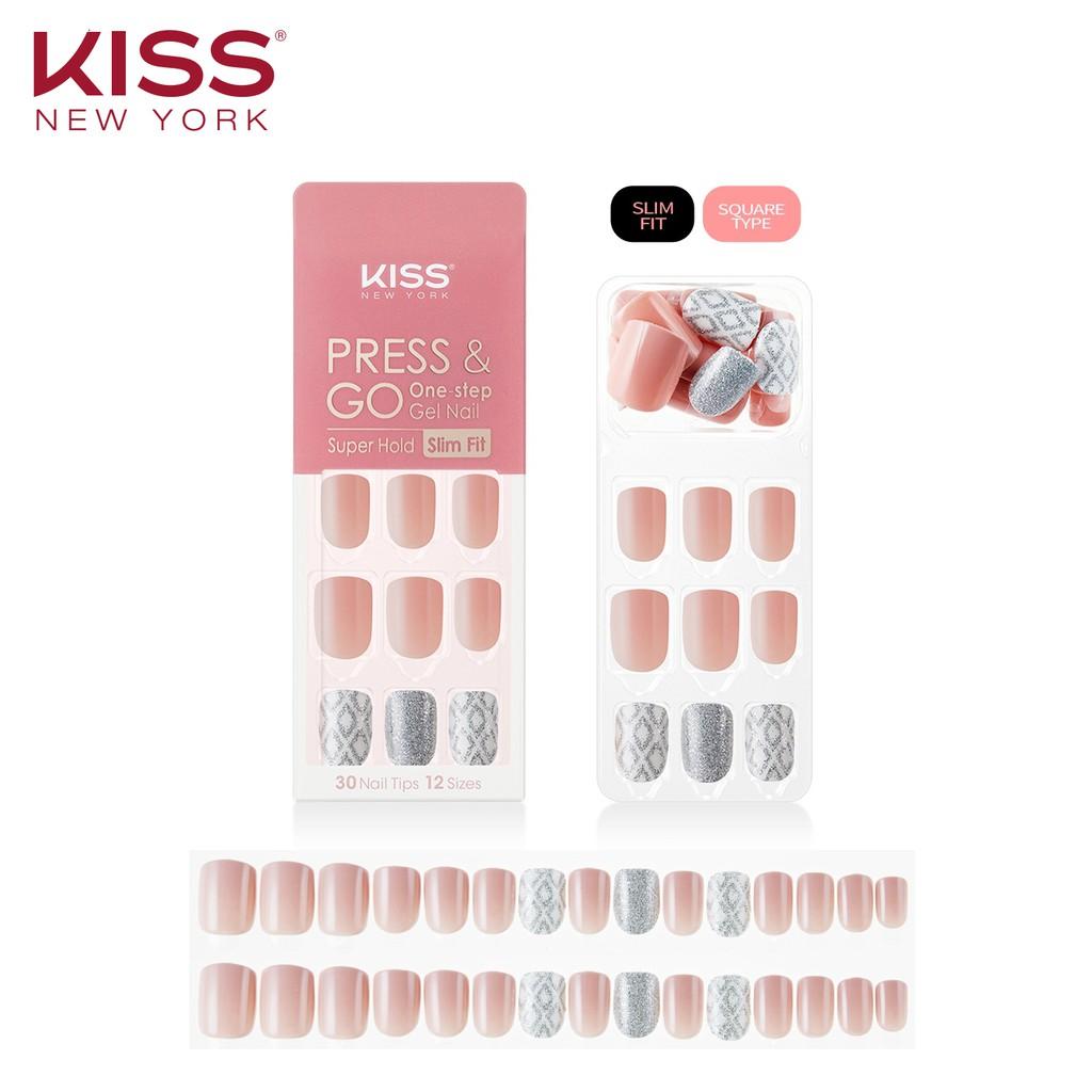 Bộ 30 Móng Tay Gel Tự Dán Press &amp; Go Kiss New York Nail Box - Diamond Pattern (KPNS14K)