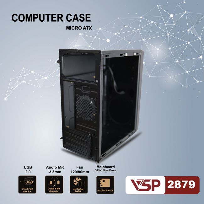 Vỏ máy tính Case VSP 2879 [275x165x350mm] (M-ATX/I-ATX) - Hàng chính hãng VSP phân phối