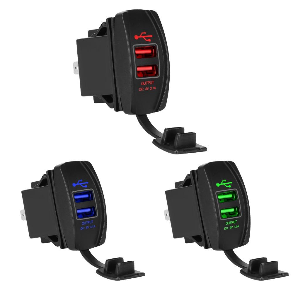 Tẩu sạc hai cổng USB 5V 3.1A chống nước chống bụi thông dụng cho xe hơi