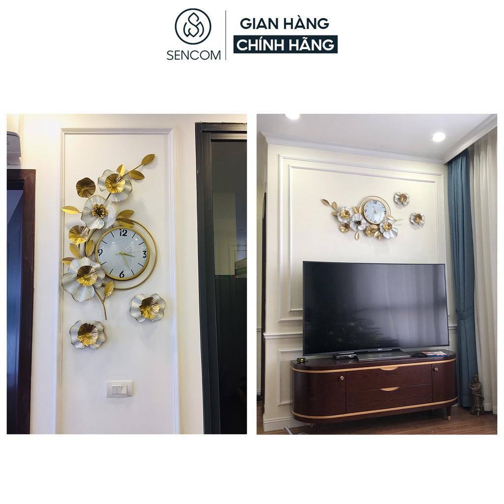 Đồng hồ treo tường nghệ thuật SENCOM hình hoa phong cách Bắc Âu decor trang trí nhà cửa mã 2106- Hàng chính hãng