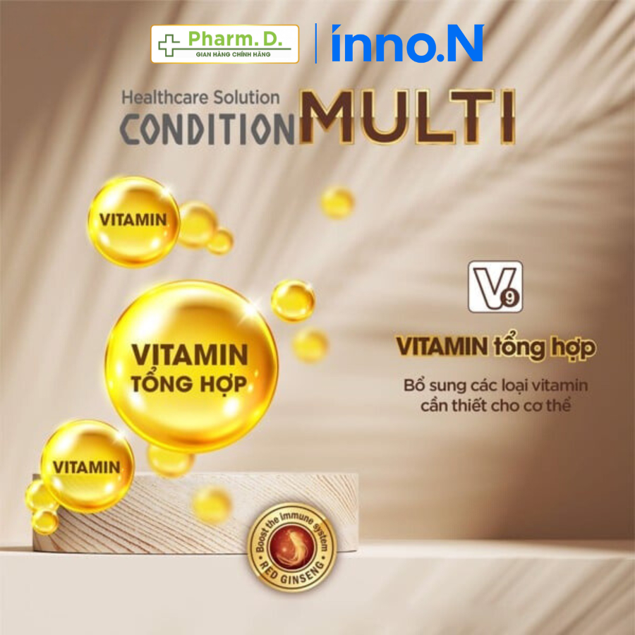 Viên Uống CONDITION Multi inno.N Bổ Sung Vitamin, Kẽm Và Chiết Xuất Hồng Sâm Hỗ Trợ Sức Khỏe (90 Viên)