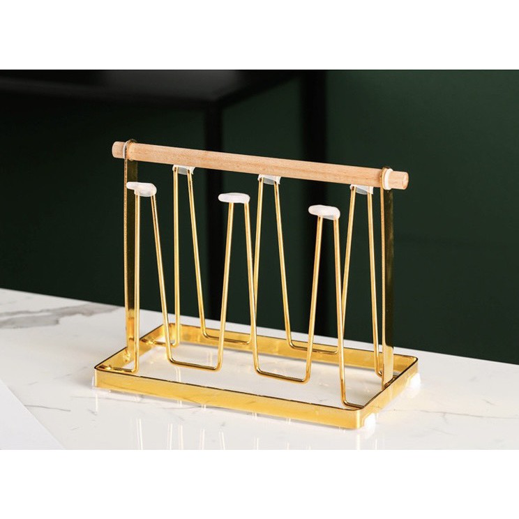 GIÁ TREO LY CỐC UỐNG NƯỚC KIM LOẠI MẠ VÀNG CAO CẤP_AVN41