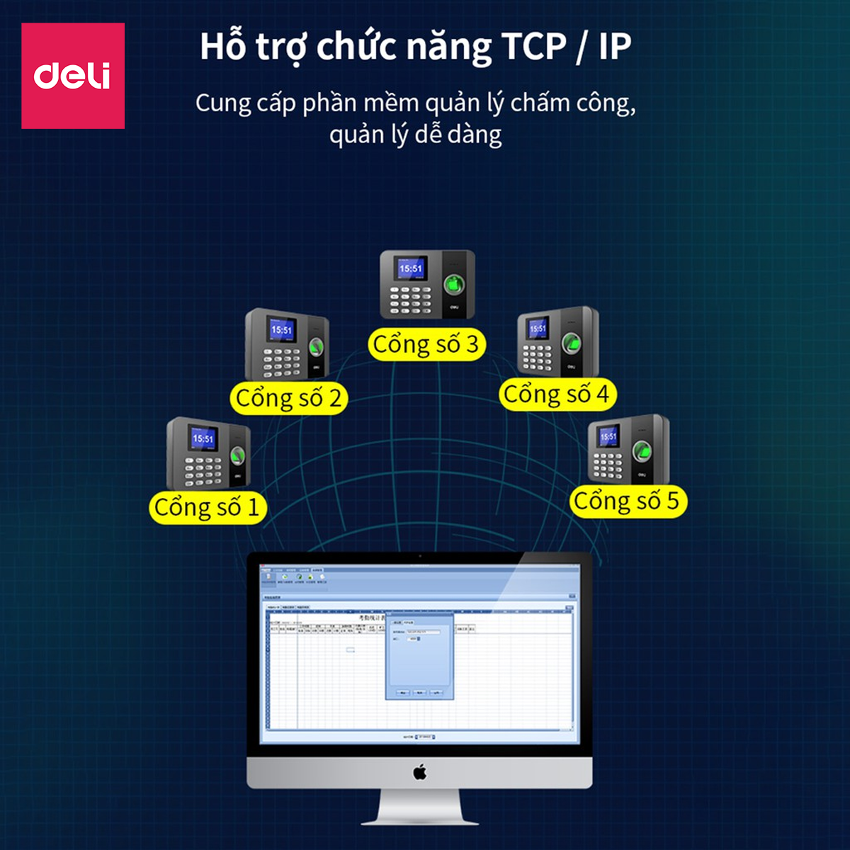 Máy Chấm Công Quét Vân Tay Và Khuôn Mặt Deli - Độ Chính Xác Cao, Kết Nối USB - Dung Lượng Lưu Trữ Gấp Đôi - Hàng Chính Hãng - E3747PRO