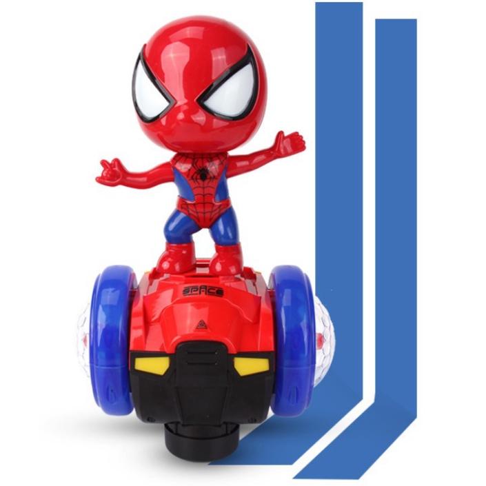 Đồ Chơi Cho Bé Siêu Nhân Người Nhện Spider Man Lái Xe Ô Tô Đua Xoay Tròn Phát Sáng Phát Nhạc