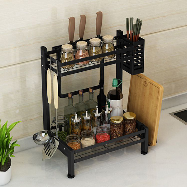 Kệ Đựng Gia Vị 2/3 tầng, Kệ hũ gia vị để bát đũa dao thớt, đồ dùng nhà bếp.