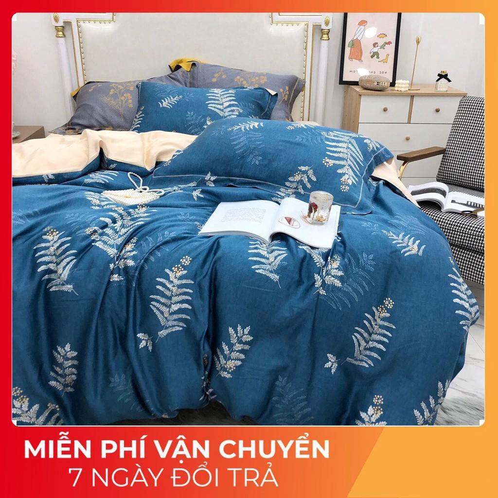 Bộ chăn ga gối lụa Tencel 60s, 4 món tiêu chuẩn, siêu mát, mịn, Freesize, họa tiết sang trọng