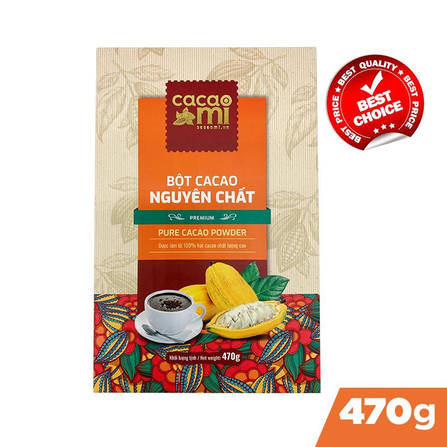 Thức uống socola - Bột ca cao 100% nguyên chất gu đậm vị Cacao Mi Premium đặc sản Việt Nam chuẩn xuất khẩu 470g