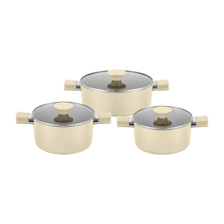 Bộ nồi phủ sứ an toàn Elmich EL-5226BE03 Size 18, 20, 24cm - Hàng chính hãng