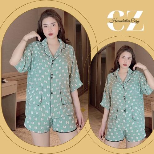 ĐỒ BỘ NỮ ️ Lụa cộc tay quần lửng ️ Hoạt tiết dễ mặc, trắng da