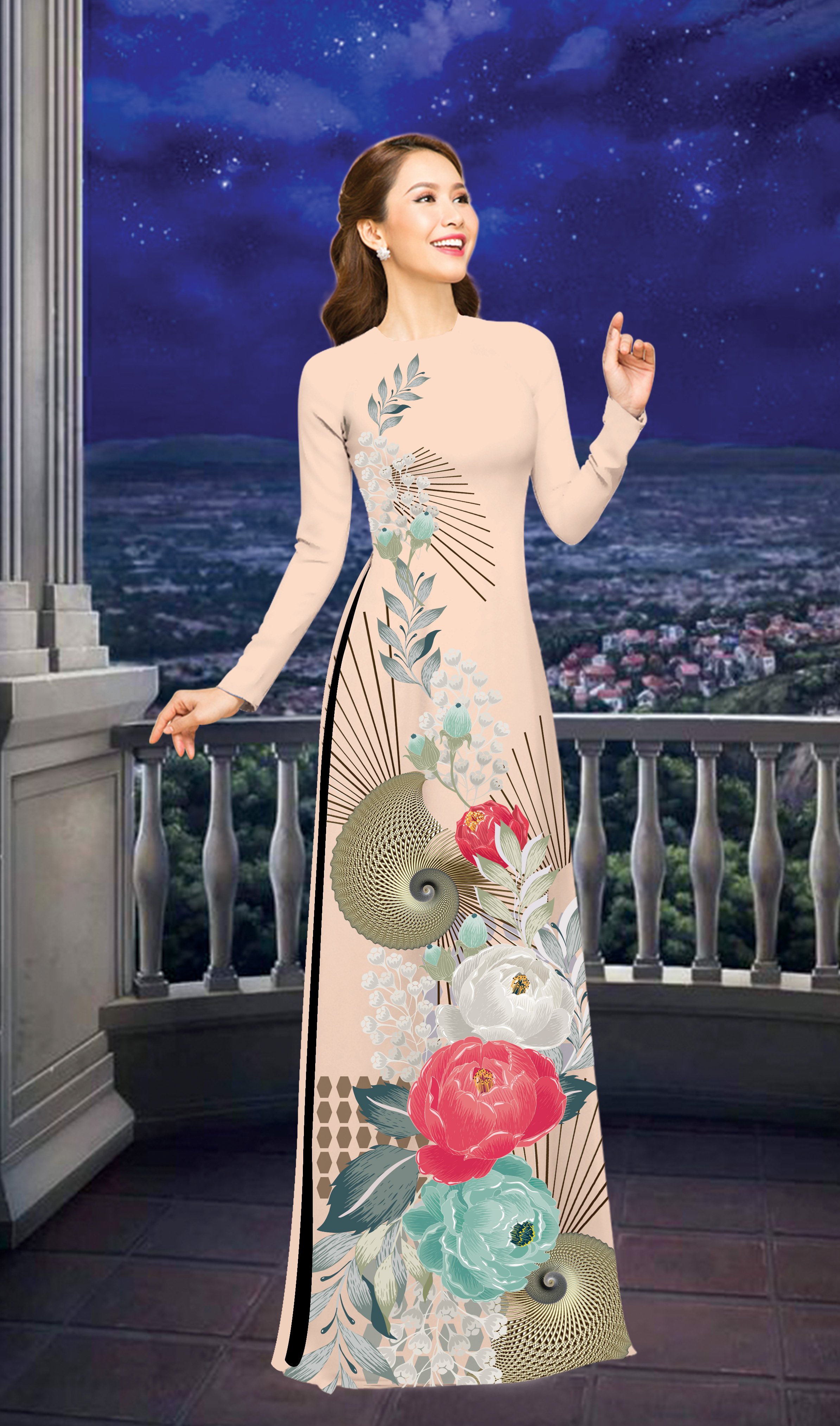 ÁO DÀI TRUYỀN THỐNG IN HOA MẪU ĐƠN CAO CẤP - KHÔNG KÈM QUẦN