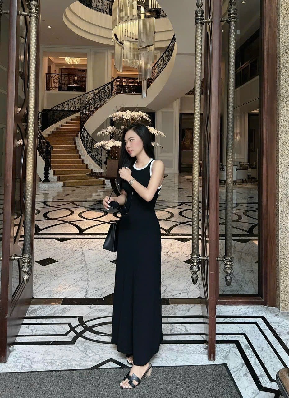 ĐẦM THUN SUÔNG ÔM BODY SÁT NÁCH 3 LỖ DÀI MIDI HỒNG BARBIE TRƠN HAI DÂY MAXI ĐI BIỂN DẠO PHỐ DỰ TIỆC